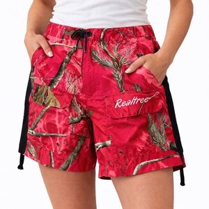Realtree Pink Camo Women's Cargo Shorts with Black Side Panels